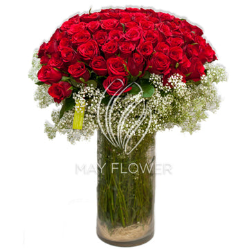 100 Red Roses Vase